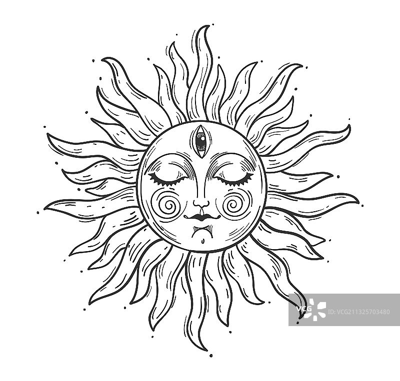 复古风格人脸太阳图片素材