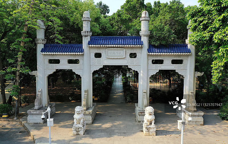 广东省惠州市惠城区中山公园中山纪念堂航拍图片素材