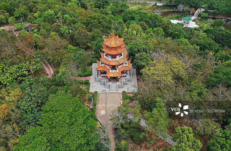 广东省汕尾市城区奎山公园航拍图片素材
