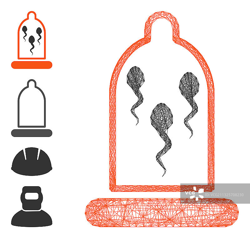 避孕套网格中的线性精子图片素材