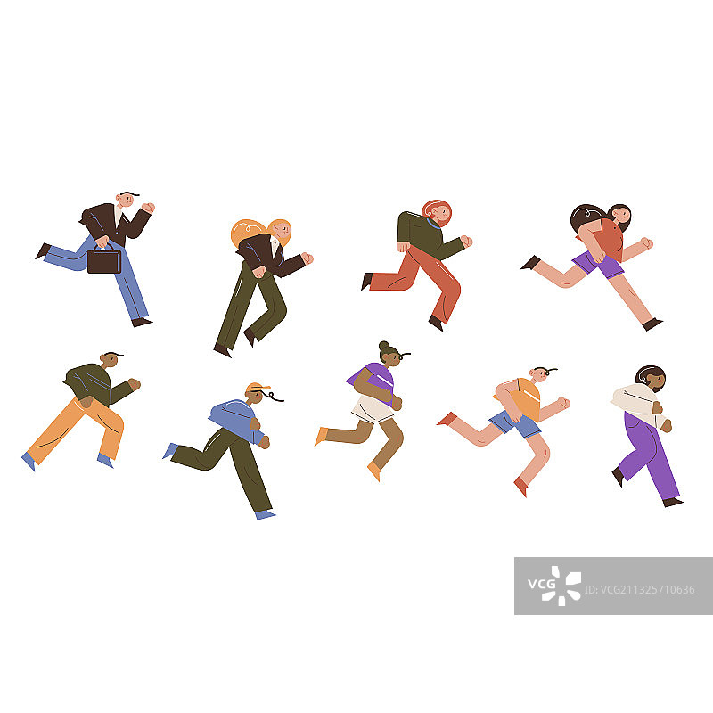 跑步运动：运动员和商务人士图片素材