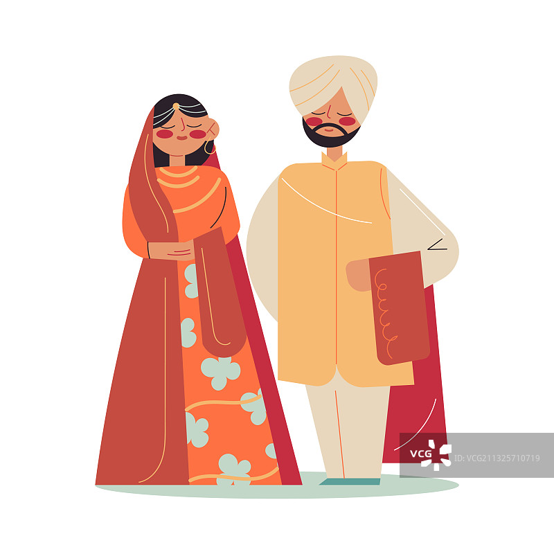幸福的印度年轻夫妇新郎新娘图片素材