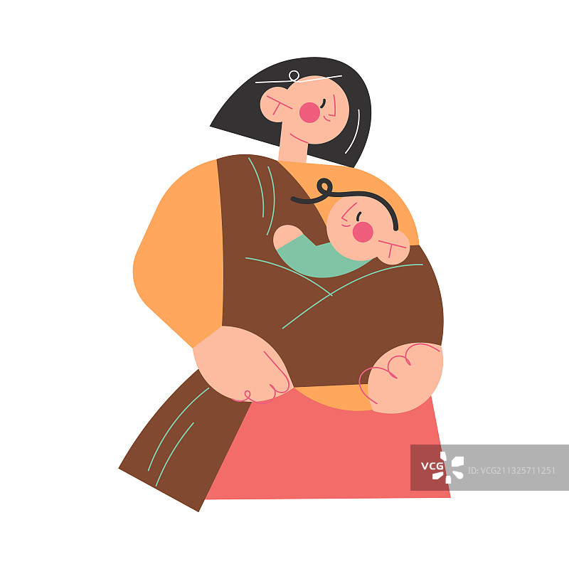 微笑的年轻黑发女子抱着她的母亲图片素材