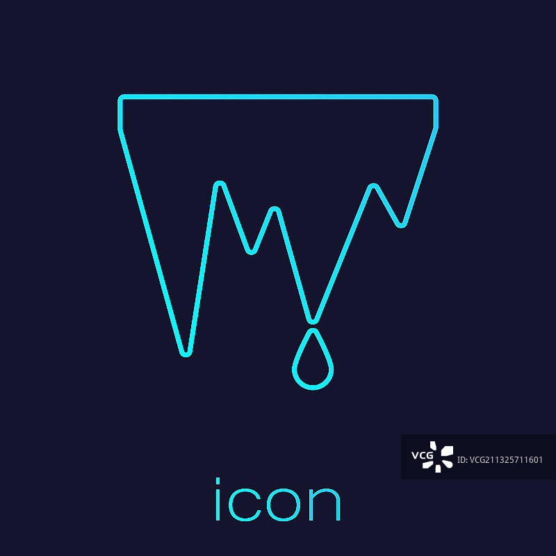 蓝色背景上的绿松石色线条冰柱图标图片素材