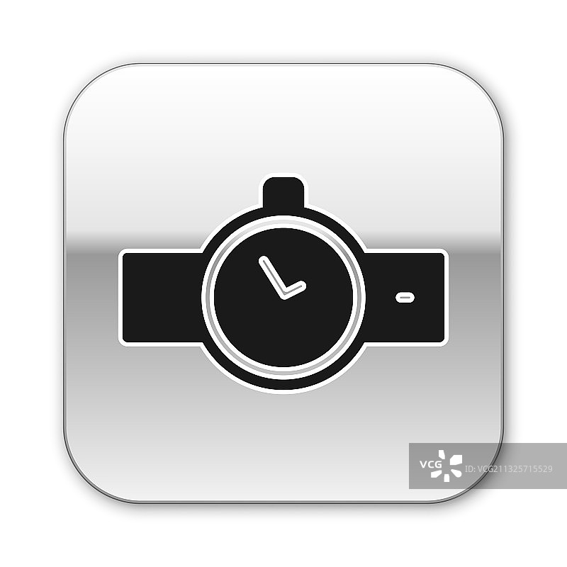 白色背景上黑色腕表图标图片素材