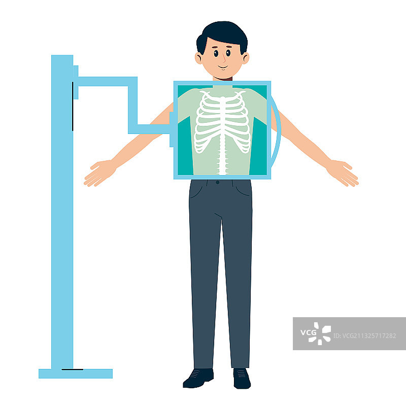 男人接受胸部X光检查图片素材