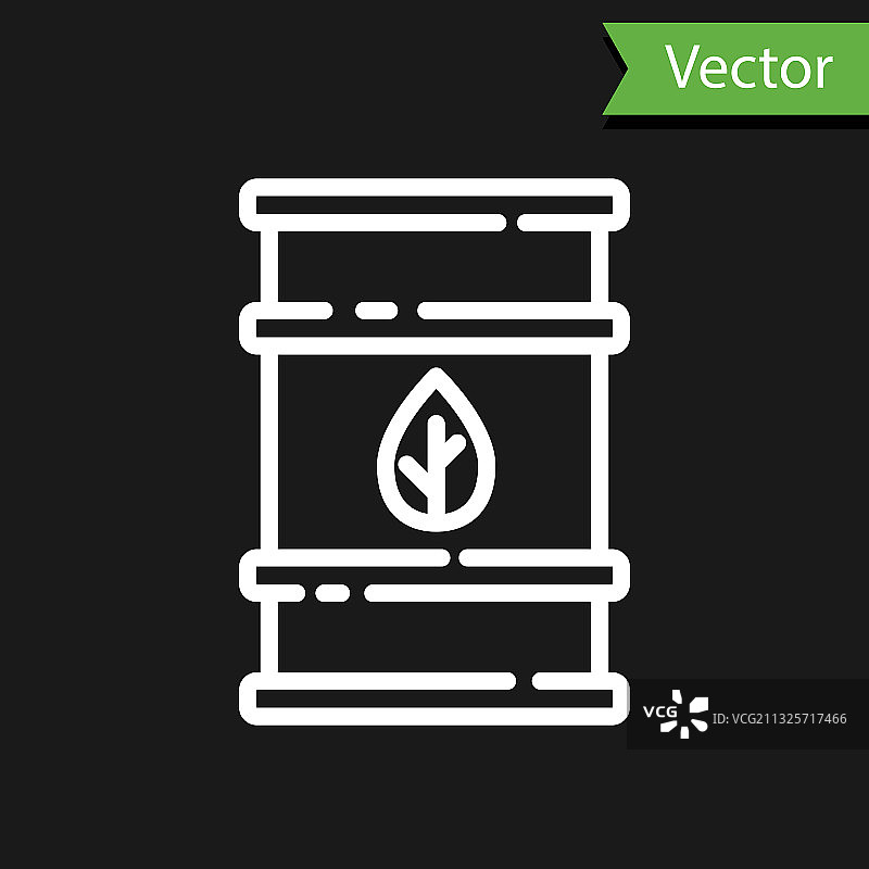 黑色背景上的白色线条生物燃料桶图标图片素材