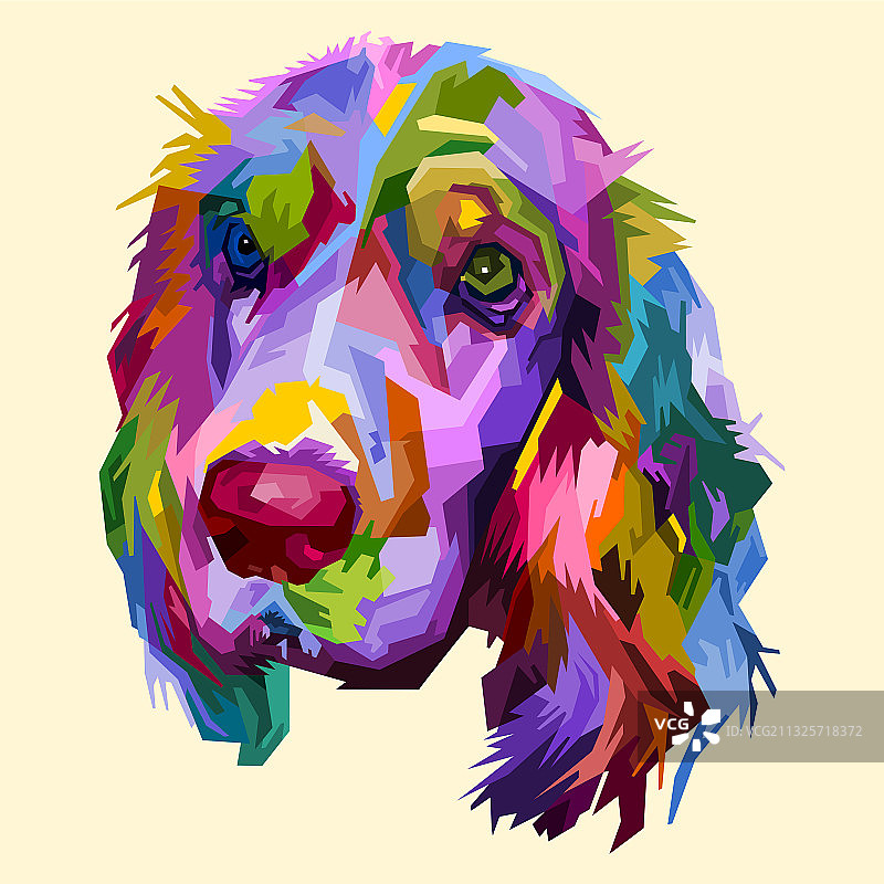 流行艺术中色彩鲜艳的可卡犬图片素材