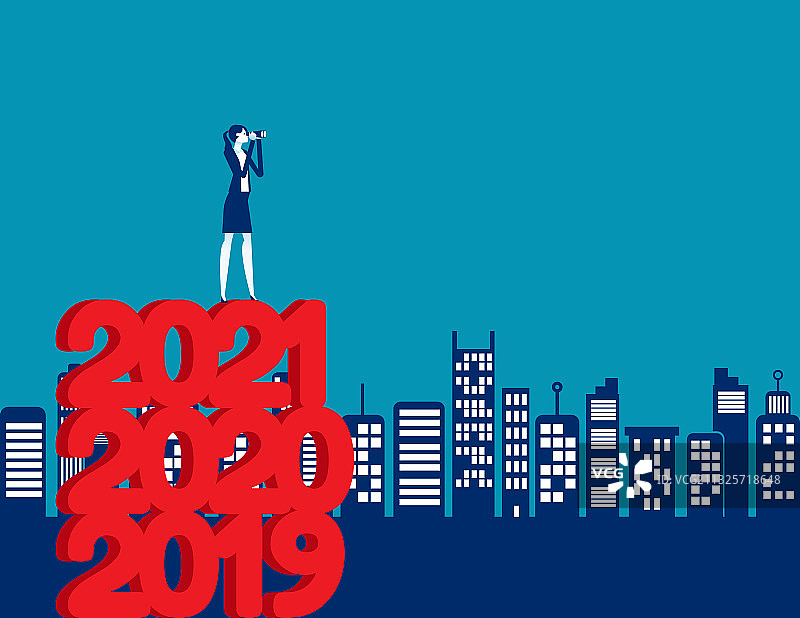 用望远镜寻找投资，站立图片素材