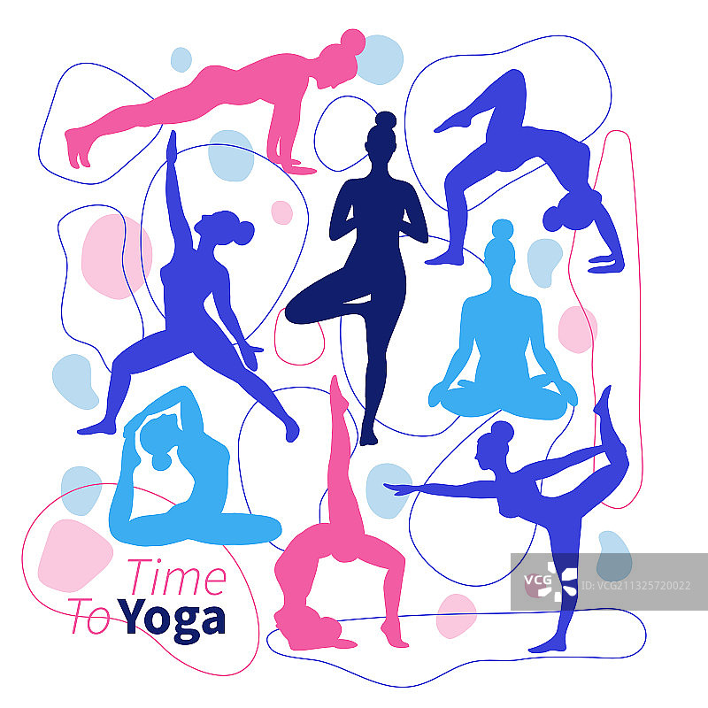 瑜伽姿势剪影素材图片素材