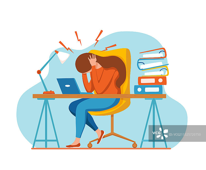 女人偏头痛抱着头图片素材