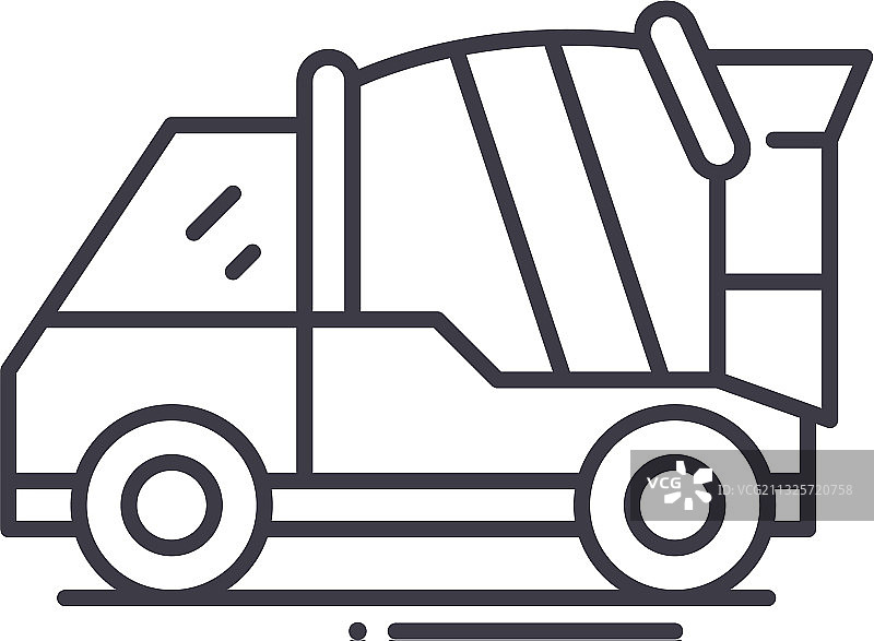 混凝土搅拌车线性图标图片素材
