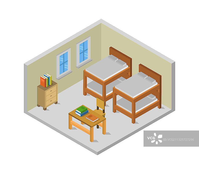 白色背景上的2.5D卧室图片素材