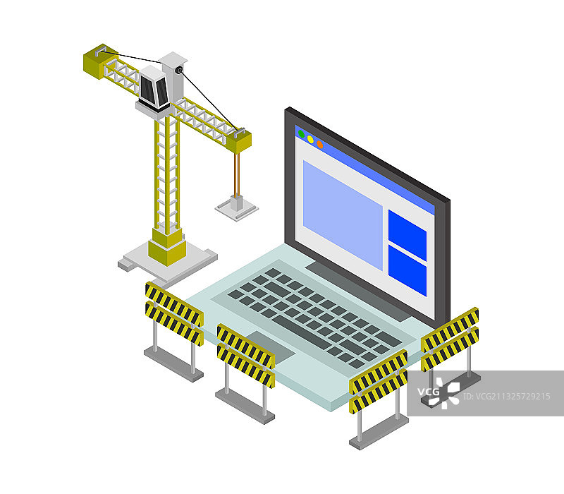 白色背景上的网站建设中图片素材