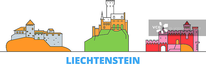 列支敦士登城市轮廓扁平旅游图片素材