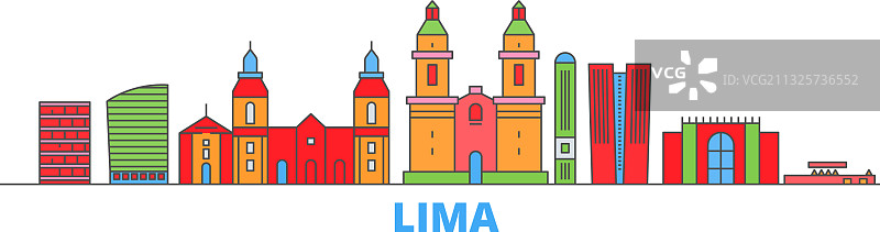 秘鲁利马城市天际线扁平旅行图片素材