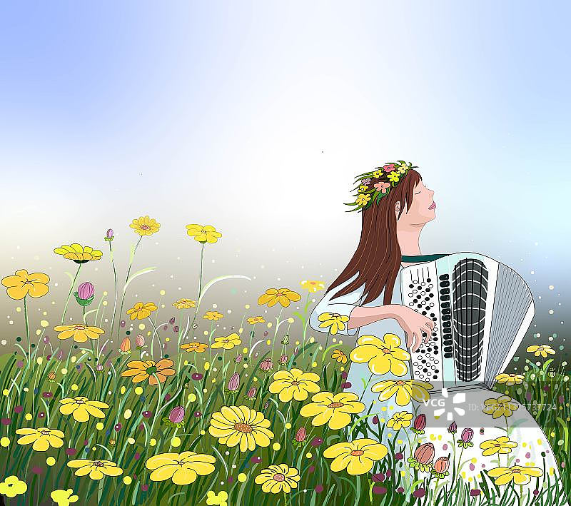 春日少女图片素材