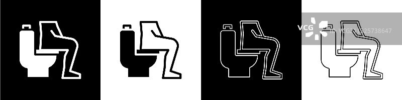 男士坐在马桶上便秘套装图片素材