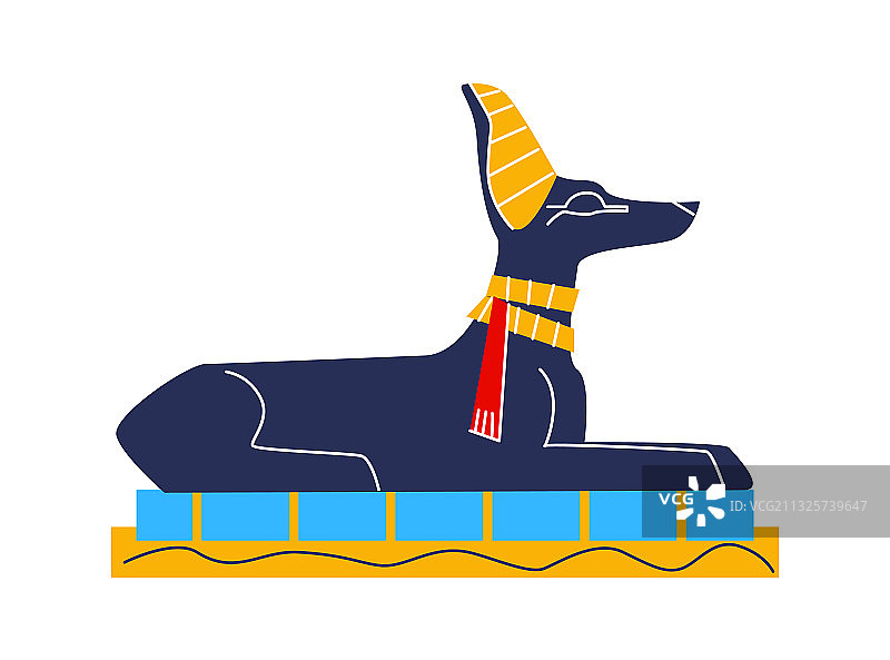 古埃及壁画阿努比斯豺卡通图片素材