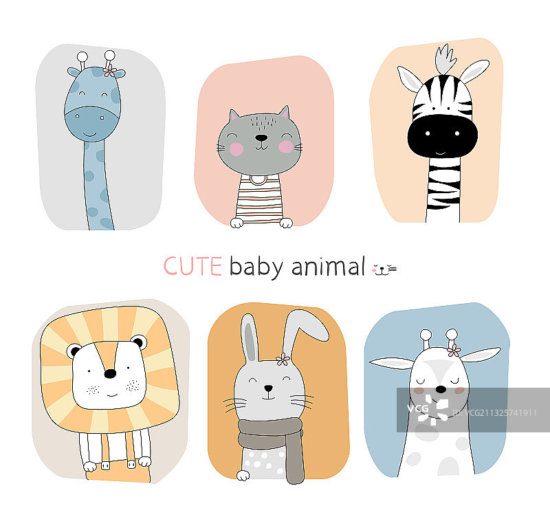 手绘卡通可爱姿势速写图片素材