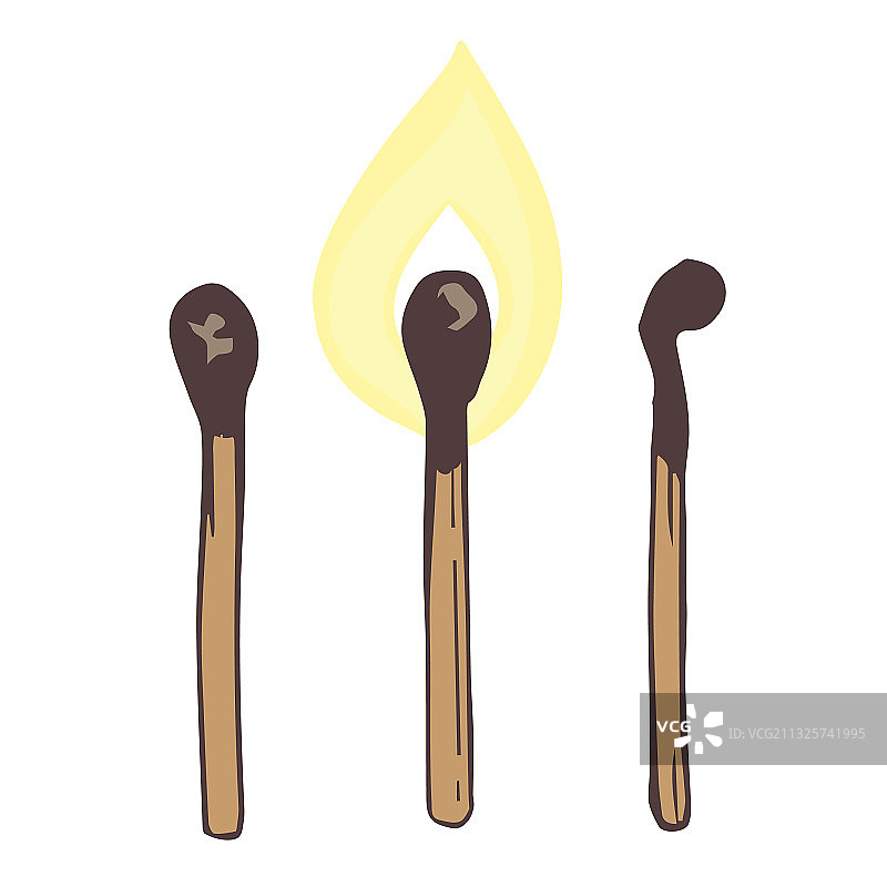 火柴图标套装：点燃的火柴图片素材