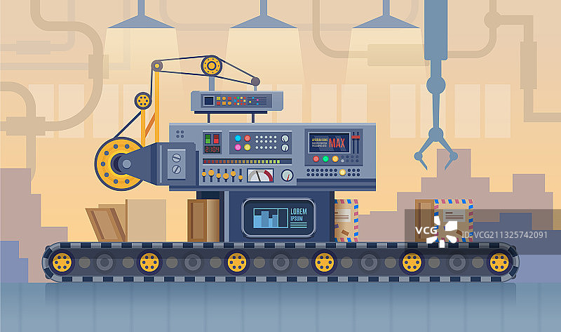 传送带工厂生产线卡通图片素材