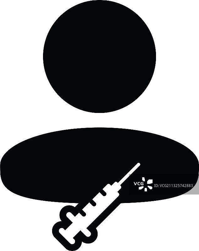 带注射器的疫苗图标男性用户图片素材