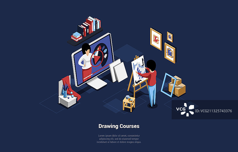 在线绘画教育课程远程学习图片素材