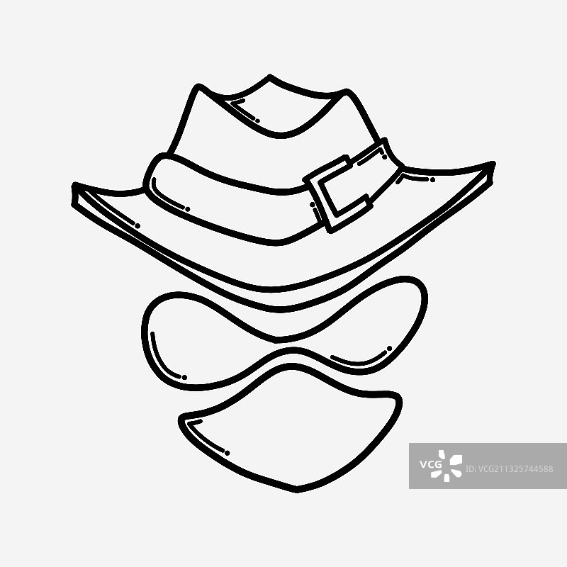 间谍涂鸦图标手绘线条草图图片素材