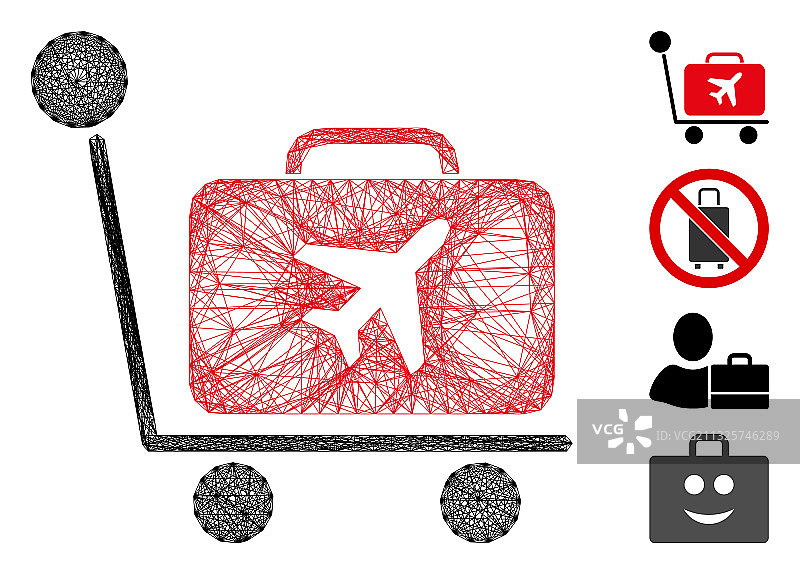 线条网格行李手推车图片素材