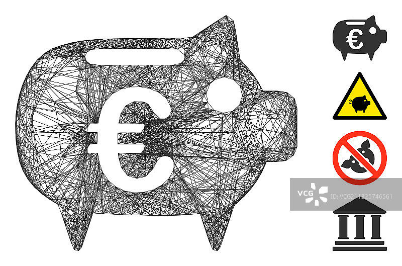 阴影欧元储蓄罐网格图片素材