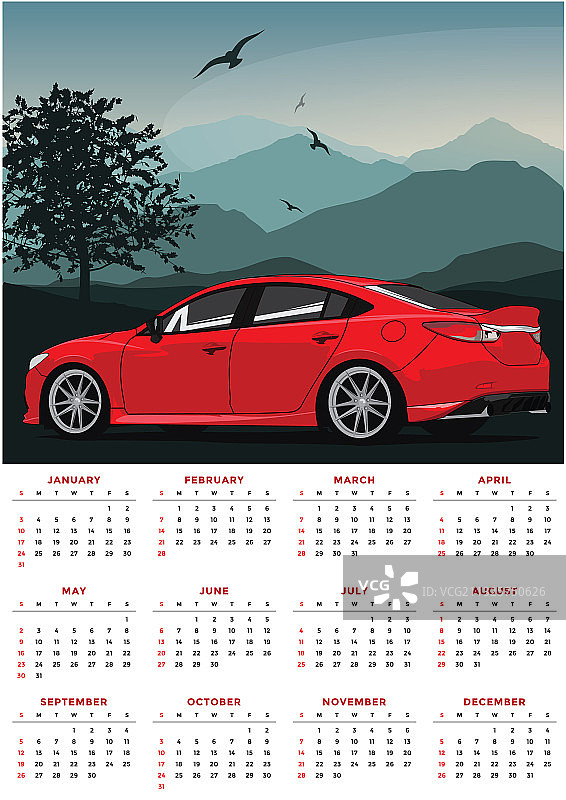 2021年汽车主题日历图片素材