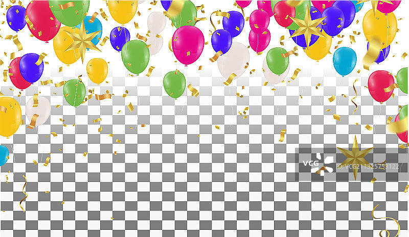 彩色纸屑和彩球 isolated图片素材