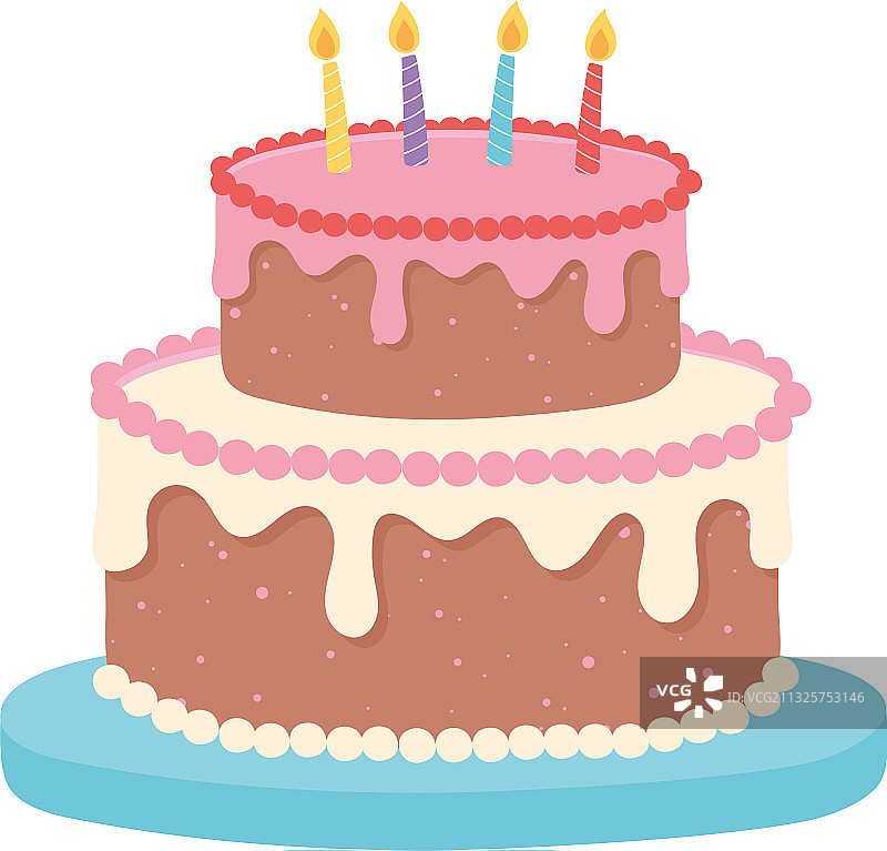 带蜡烛的甜蜜生日蛋糕庆祝图片素材