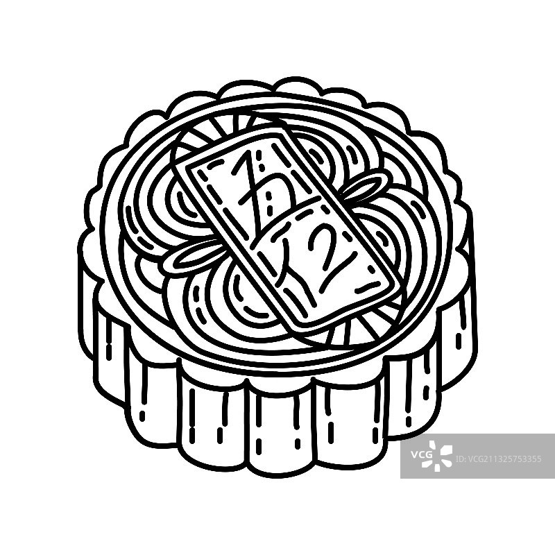 手绘或轮廓月饼图标图片素材