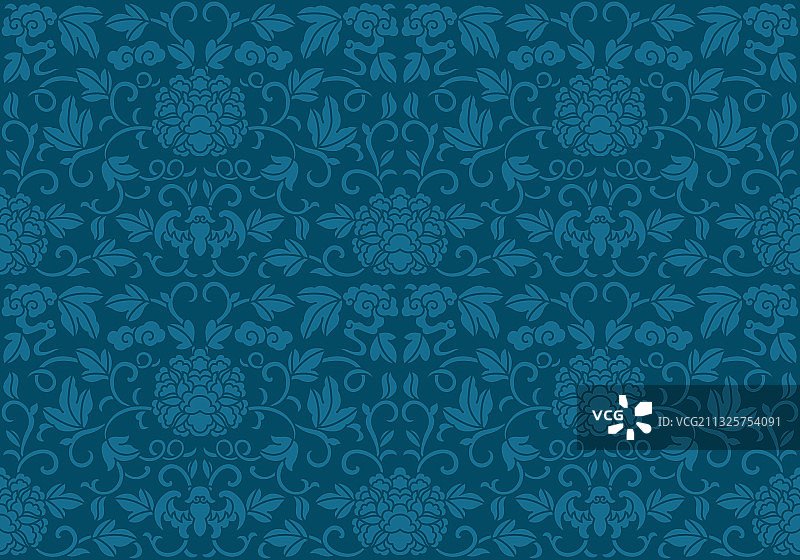 无缝的传统花纹蓝色背景图案图片素材