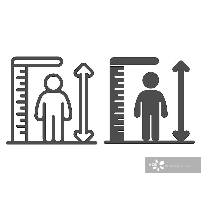 标尺与身高线实体图标图片素材
