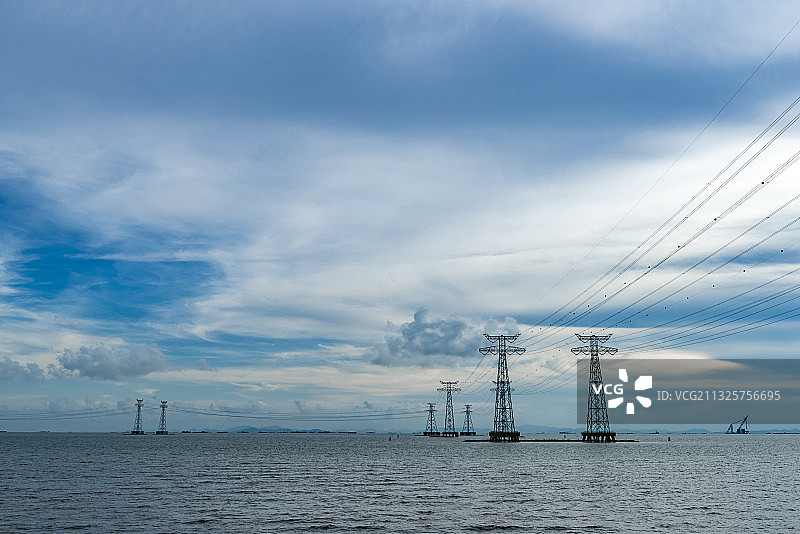 深圳大铲湾输电塔图片素材