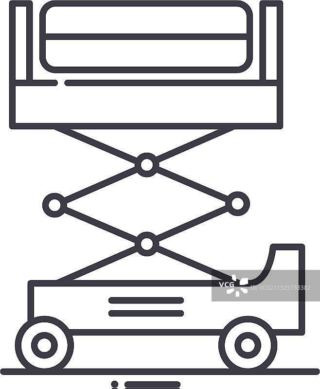 剪叉式升降机概念线性图标图片素材