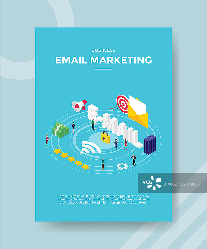 商务电子邮件营销人员站立式电子邮件图片素材