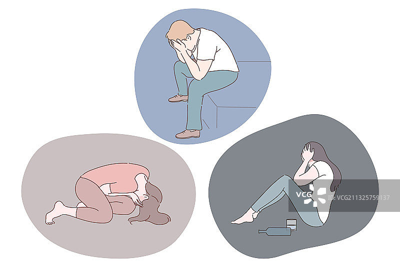 悲伤、精神抑郁、悲痛概念图片素材