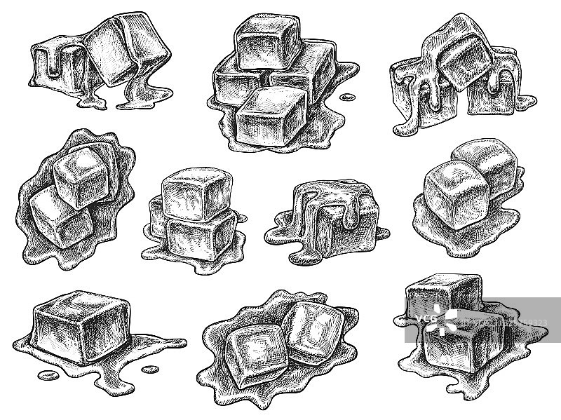 融化的太妃糖焦糖甜点分离素描图片素材