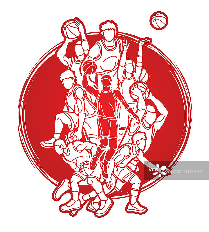 篮球运动员动作卡通图形图片素材