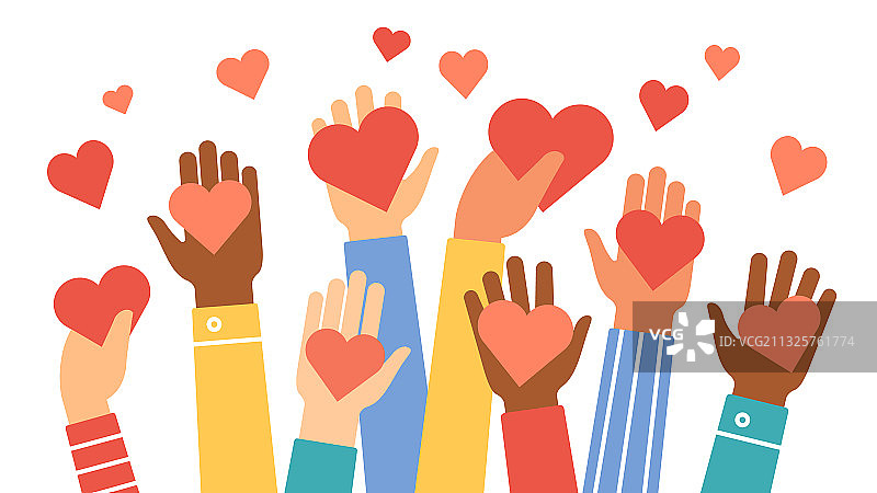 双手捐赠爱心，慈善志愿者图片素材