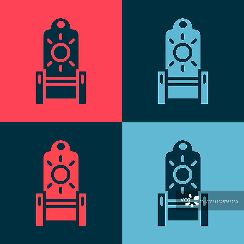 彩色背景上的波普艺术中世纪王座图标图片素材