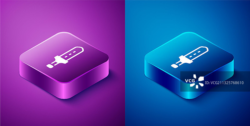 2.5D中世纪剑图标，蓝色背景图片素材