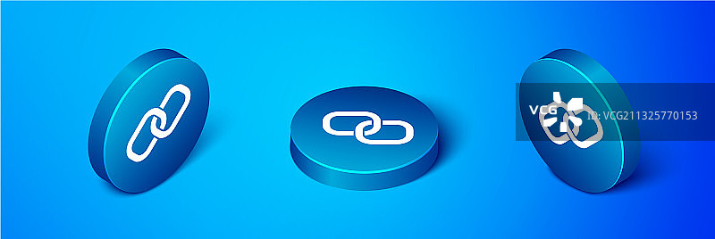 2.5D蓝色背景链环图标图片素材