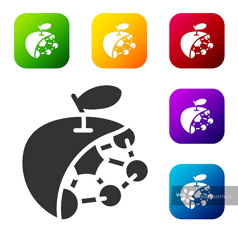 黑色生物结构图标，白色背景图片素材