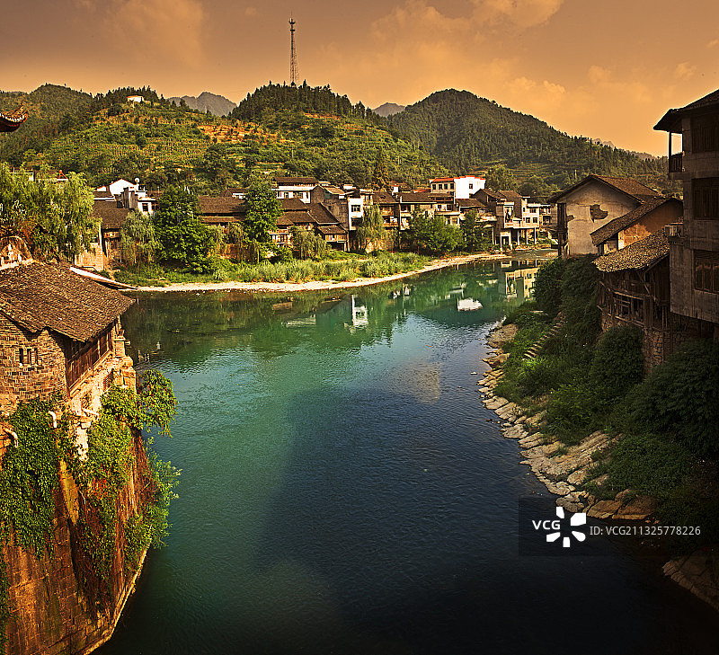 湖南省湘西土家族苗族自治州龙山县洗车河镇风光图片素材