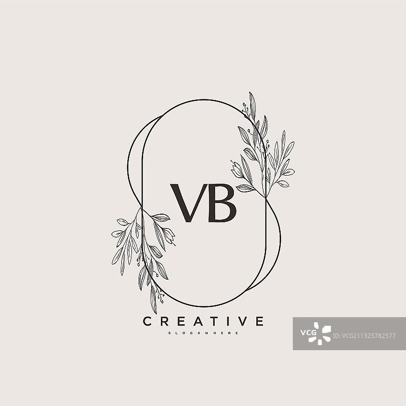 VB美容首字母艺术手写标志图片素材